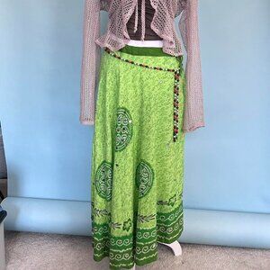 Vintage Bright Green Flowy Skirt sz S